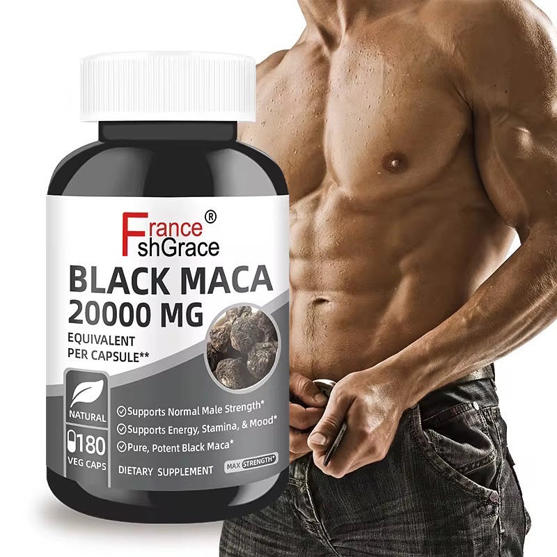 Black Maca 20 000mg – Force & Énergie & Confiance & Naturelle (180 gélules)